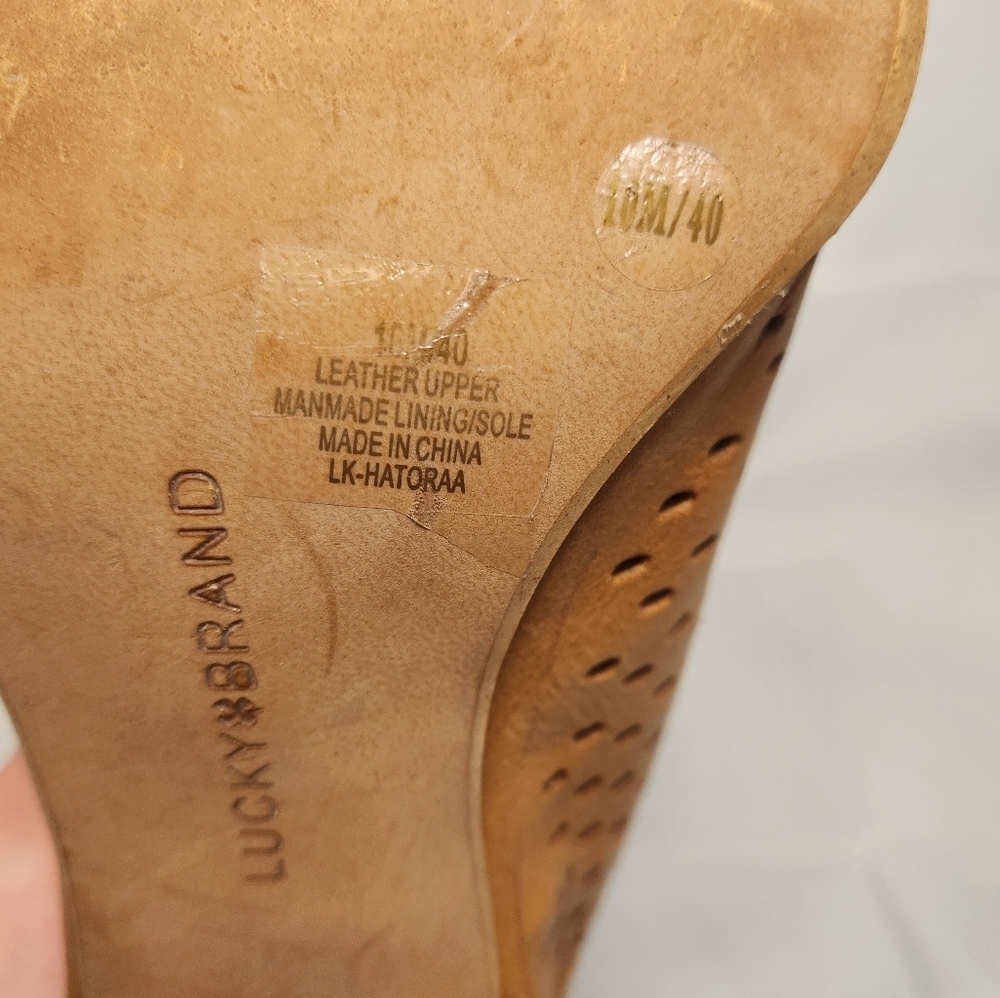 Lucky Brand Women’s 10 Hatoraa Slingback Peep Toe Sandal Heel - Picture 5 of 16